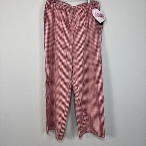 Vinyl Threads Pull On Pants Women's Large Red Gingham Heart Lace Bow Valentine